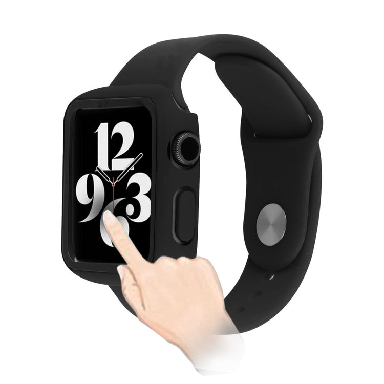 Apple Watch Series 8 (41mm) / Apple Watch Series 7 41mm Plastik Rem med Cover og Hærdet Glas - Sort#serie_1