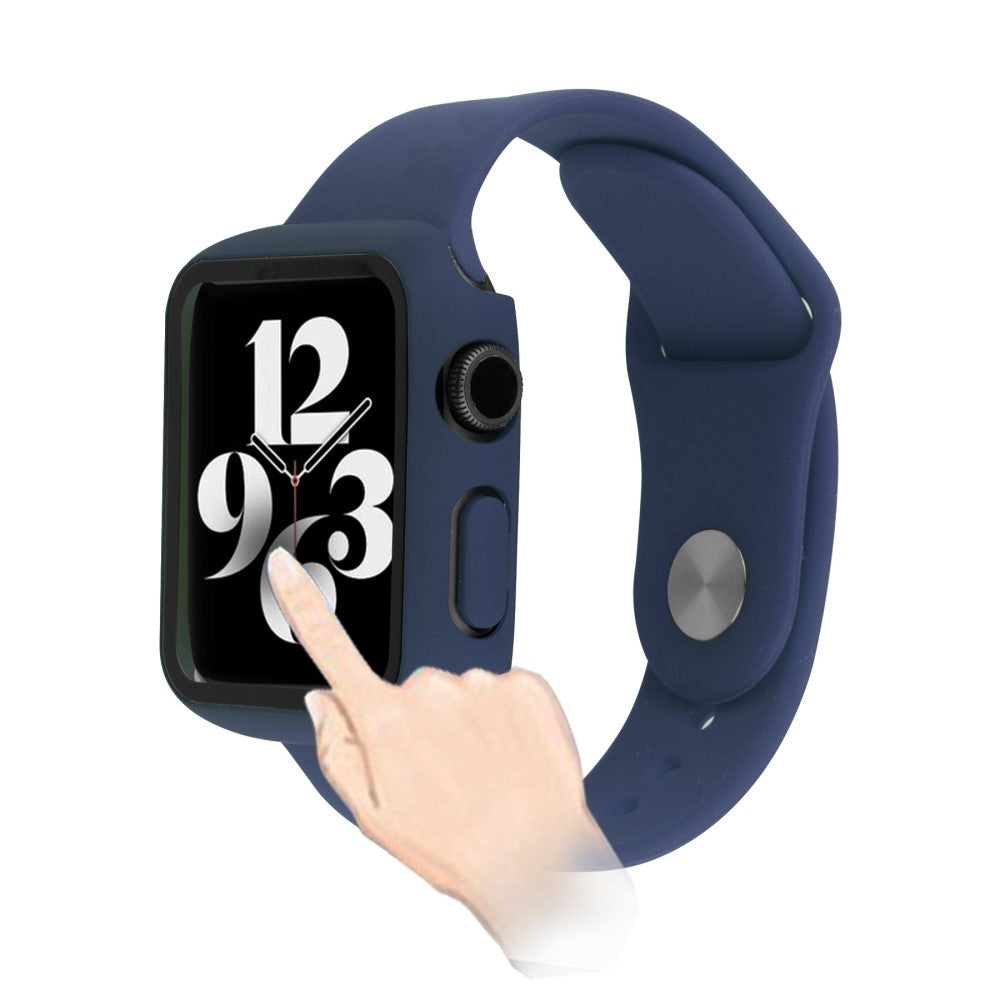 Apple Watch Series 8 (41mm) / Apple Watch Series 7 41mm Plastik Rem med Cover og Hærdet Glas - Blå#serie_13