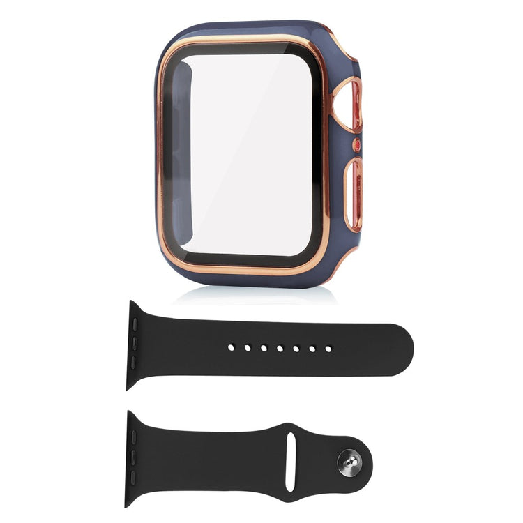 Apple Watch Series 8 (41mm) / Apple Watch Series 7 41mm Plastik Cover med Cover og Hærdet Glas - Blå#serie_2
