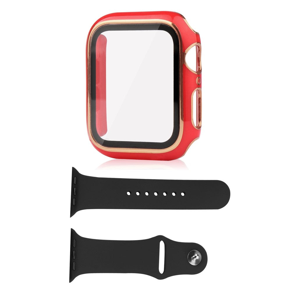 Apple Watch Series 8 (41mm) / Apple Watch Series 7 41mm Plastik Cover med Cover og Hærdet Glas - Rød#serie_7