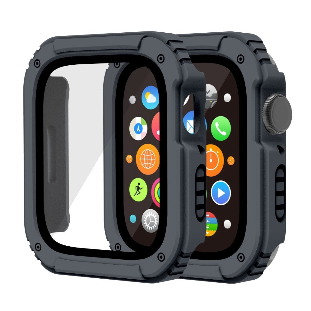 Flot Apple Watch Series 8 (45mm) / Apple Watch Series 7 45mm Cover med Skærmbeskytter i Plastik og Hærdet Glas - Sølv#serie_4