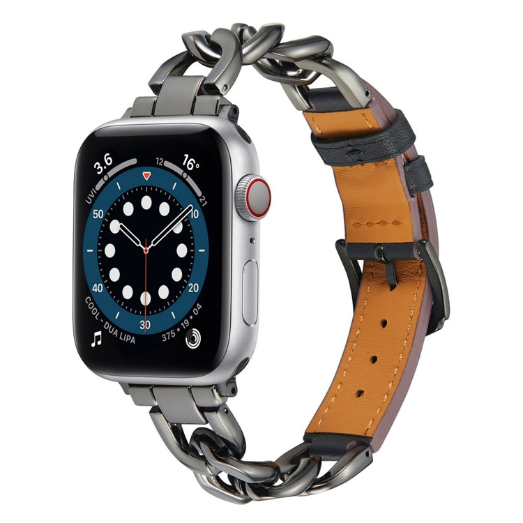 Elegant Metal Og Kunstlæder Universal Rem passer til Apple Smartwatch - Sort#serie_1