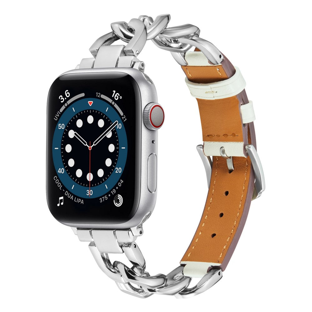 Elegant Metal Og Kunstlæder Universal Rem passer til Apple Smartwatch - Sølv#serie_3