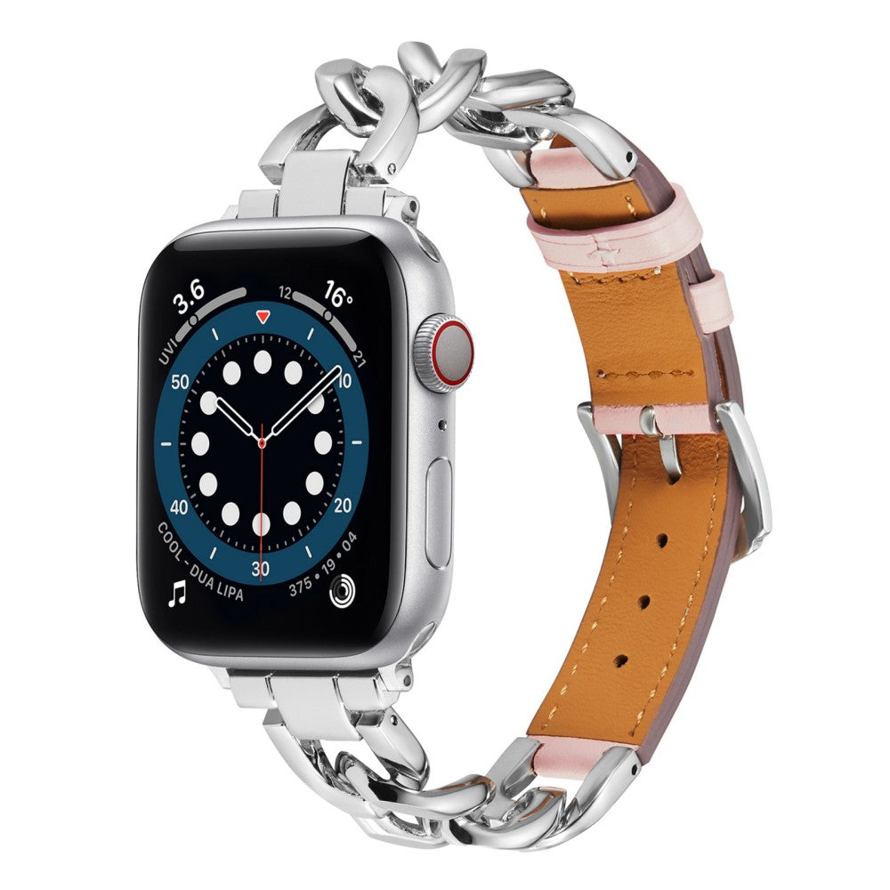 Elegant Metal Og Kunstlæder Universal Rem passer til Apple Smartwatch - Pink#serie_4