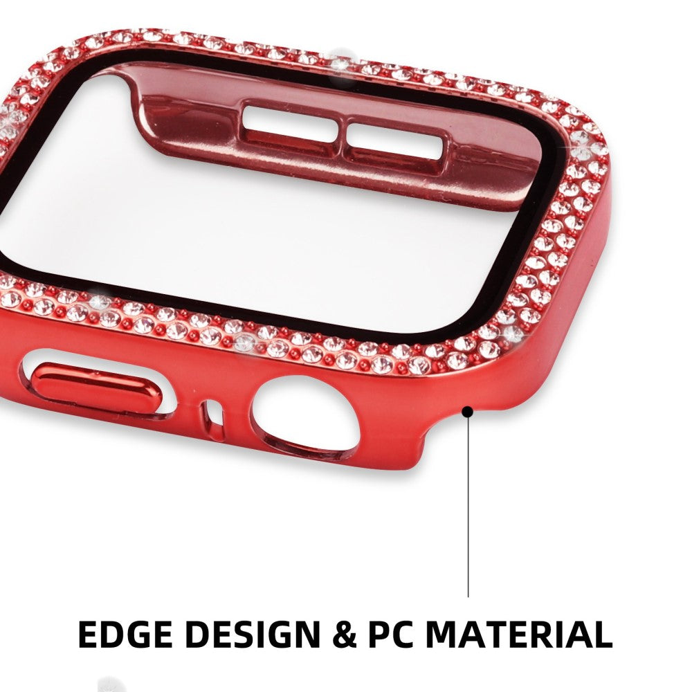 Mega Fint Universal Apple Cover med Skærmbeskytter i Plastik, Rhinsten og Hærdet Glas - Rød#serie_4
