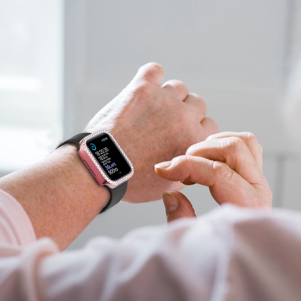 Mega Fint Universal Apple Cover med Skærmbeskytter i Plastik, Rhinsten og Hærdet Glas - Pink#serie_5