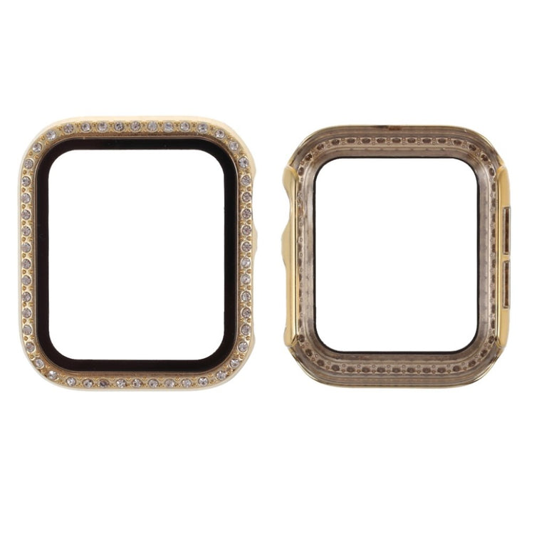 Super Fed Apple Watch Series 1-3 38mm Cover med Skærmbeskytter i Rhinsten, Silikone og Hærdet Glas - Guld#serie_8