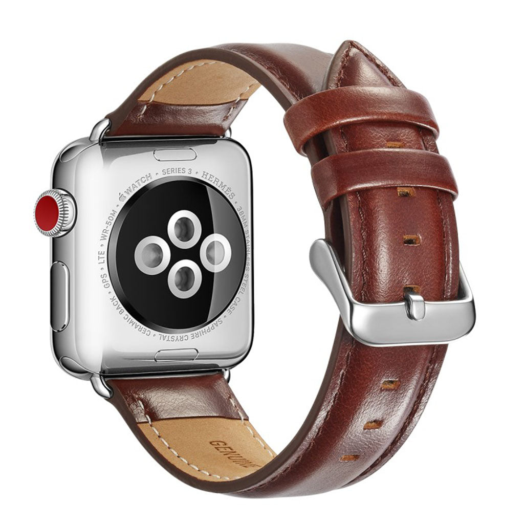 Rigtigt fed Apple Watch Series 4 40mm Ægte læder Rem - Brun#serie_1