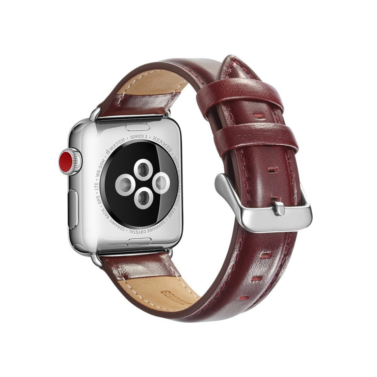 Rigtigt fed Apple Watch Series 4 40mm Ægte læder Rem - Rød#serie_4