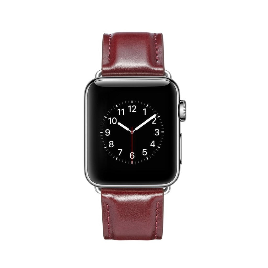 Rigtigt fed Apple Watch Series 4 40mm Ægte læder Rem - Rød#serie_4