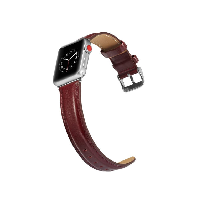 Rigtigt fed Apple Watch Series 4 40mm Ægte læder Rem - Rød#serie_4