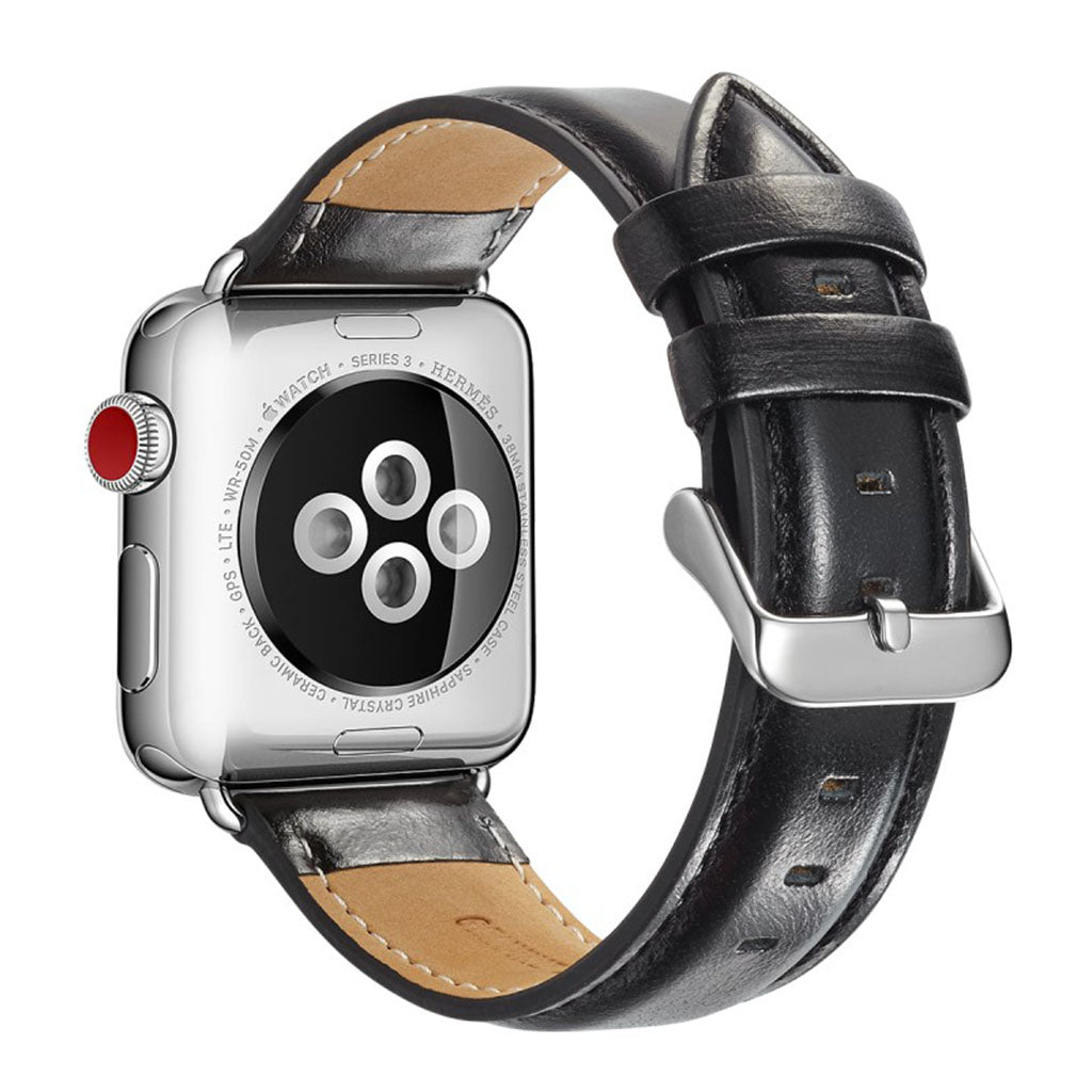 Rigtigt fed Apple Watch Series 4 40mm Ægte læder Rem - Sort#serie_5