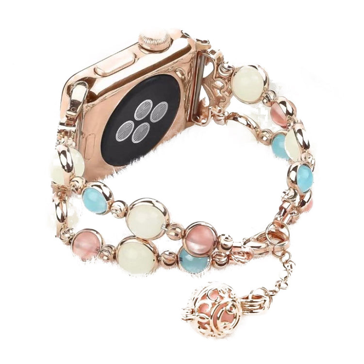 Komfortabel Apple Watch Series 4 40mm Metal og Rhinsten Rem - Pink#serie_3