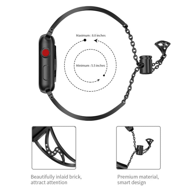 Mega fint Apple Watch Series 4 40mm Metal og Rhinsten Rem - Sort#serie_2