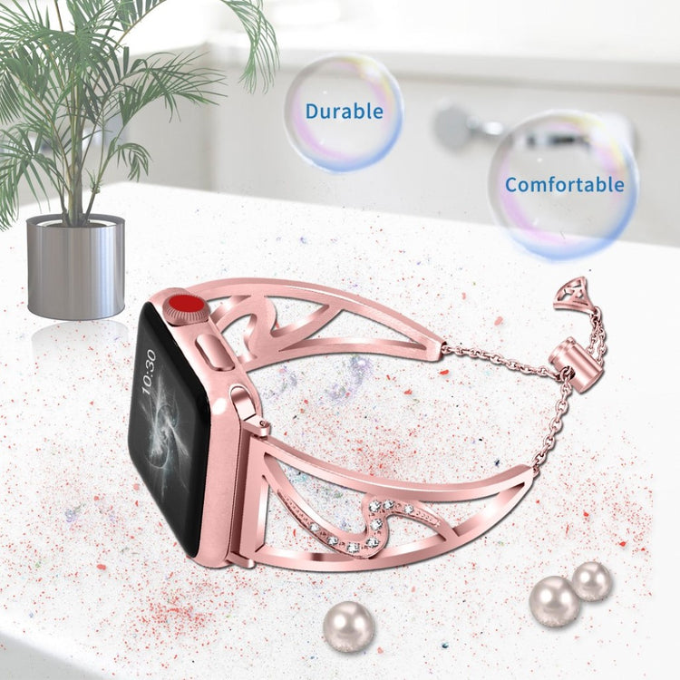 Mega fint Apple Watch Series 4 40mm Metal og Rhinsten Rem - Pink#serie_3