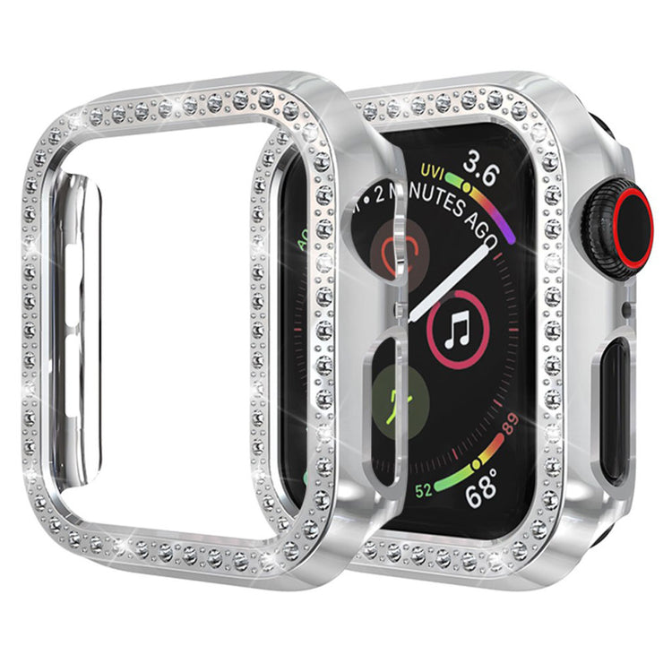 Super Pænt Apple Watch Series 4 40mm Plastik og Rhinsten Cover - Sølv#serie_2