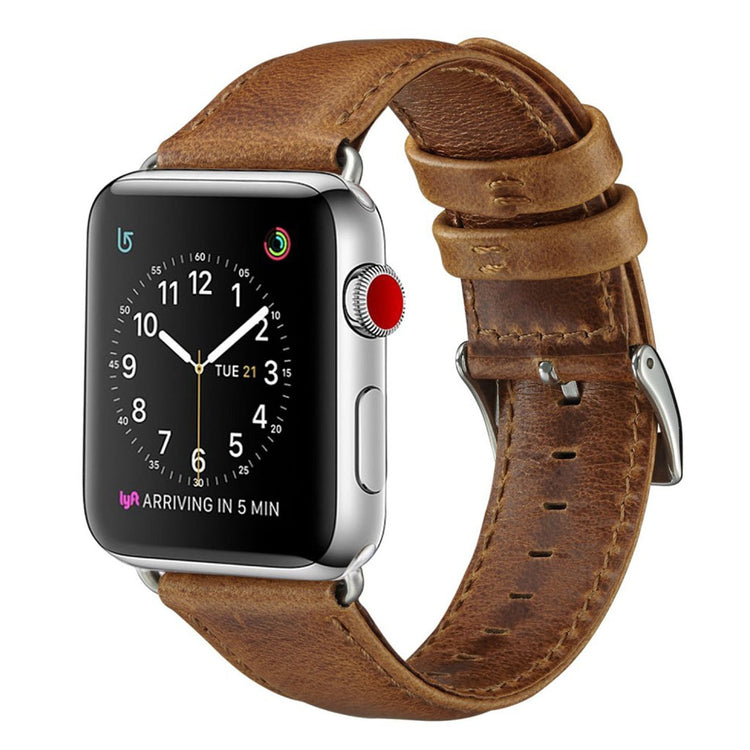 Helt vildt godt Apple Watch Series 4 44mm Ægte læder Rem - Brun#serie_1