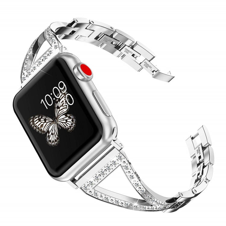 Vildt kønt Apple Watch Series 4 44mm Metal og Rhinsten Rem - Sølv#serie_2