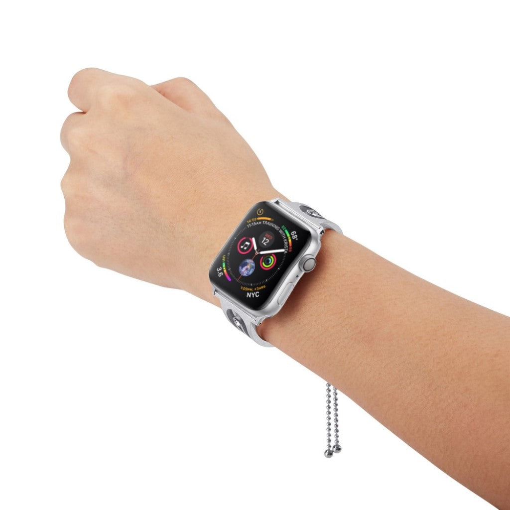 Sejt Apple Watch Series 4 44mm Metal og Rhinsten Rem - Sølv#serie_079