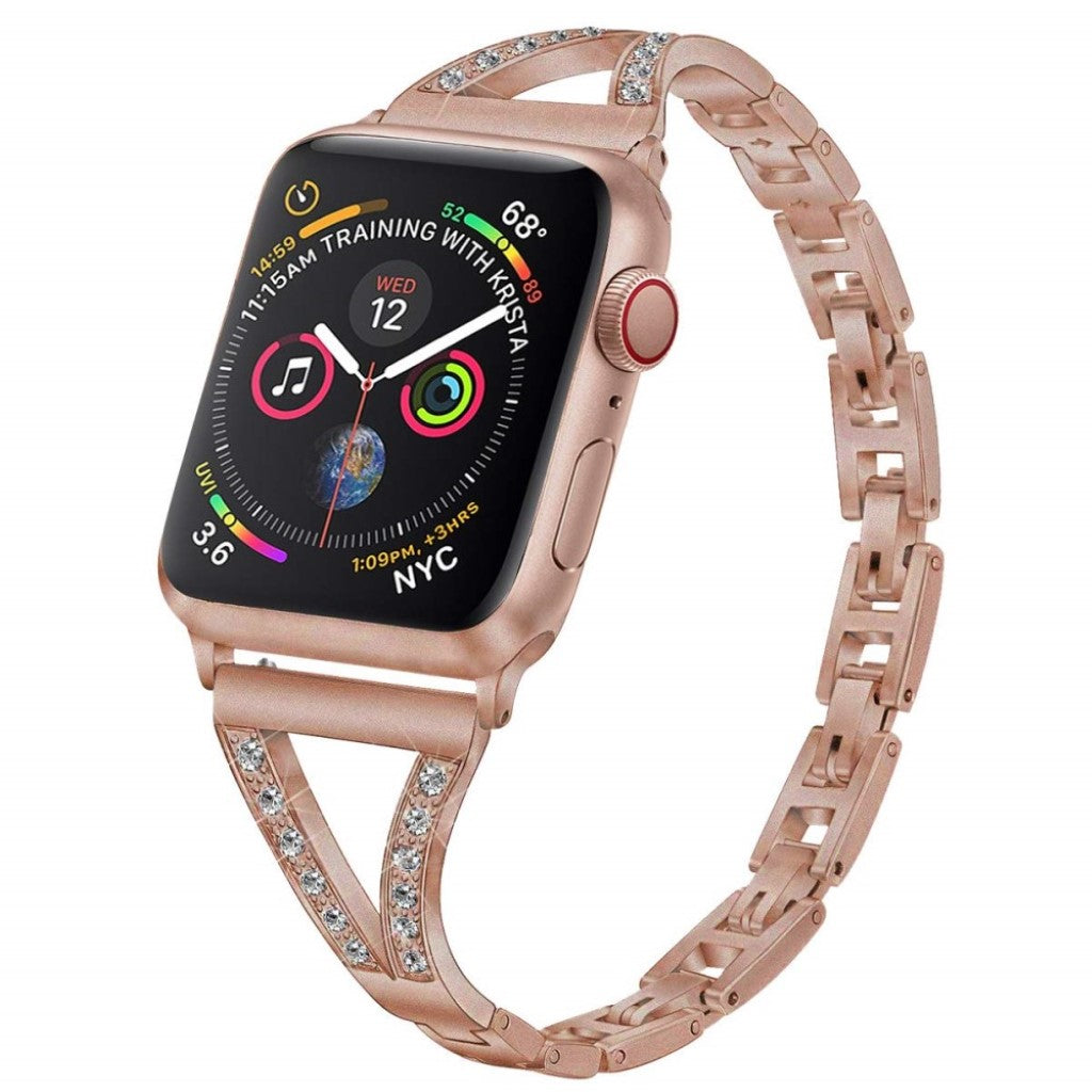 Meget cool Apple Watch Series 5 40mm Metal og Rhinsten Rem - Guld#serie_1