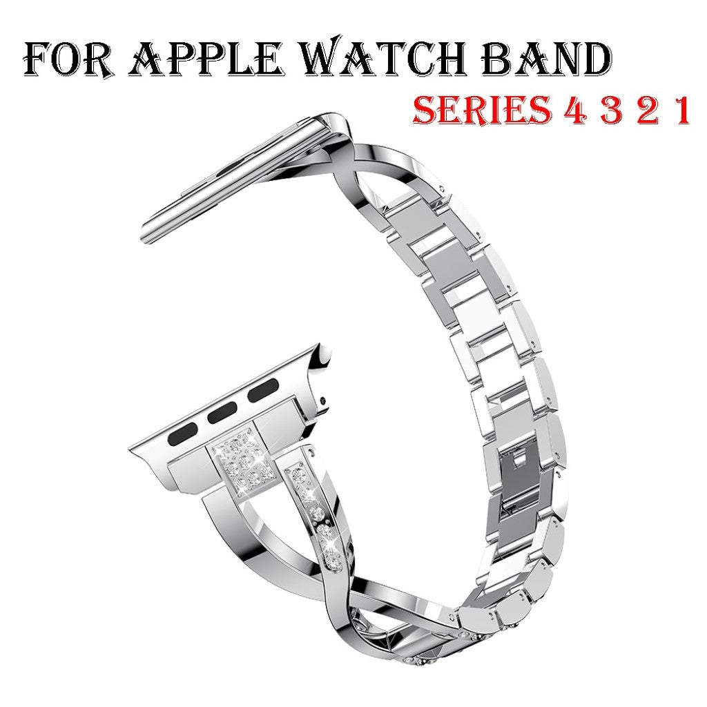 Mega fint Apple Watch Series 5 40mm Metal og Rhinsten Rem - Sølv#serie_1