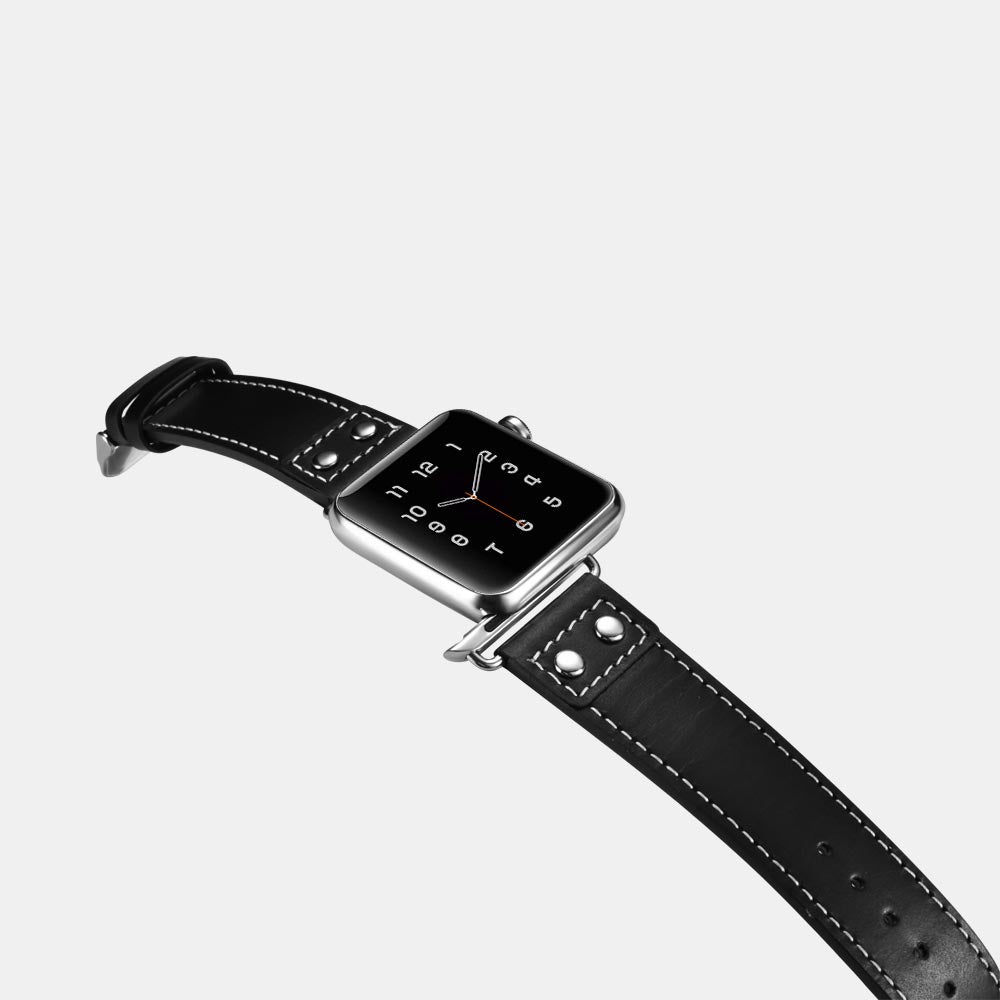 Komfortabel Apple Watch Series 5 40mm Ægte læder Rem - Sort#serie_1