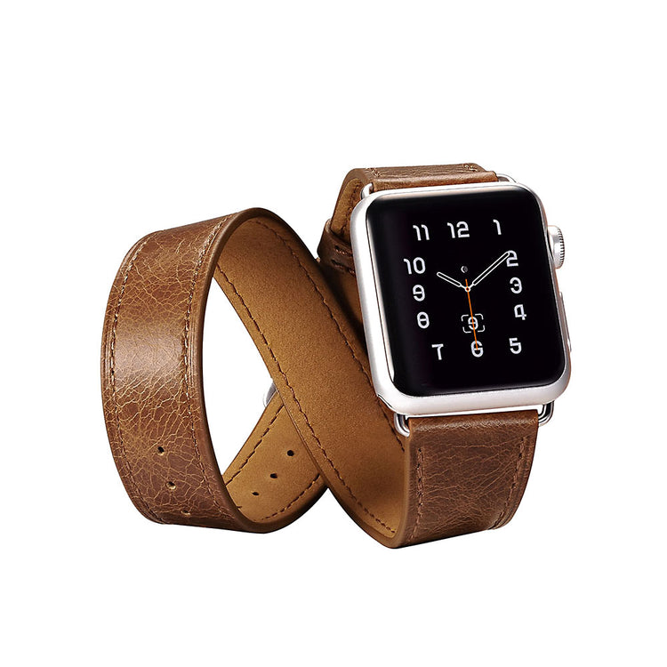 Udsøgt Apple Watch Series 5 40mm Ægte læder Rem - Brun#serie_2