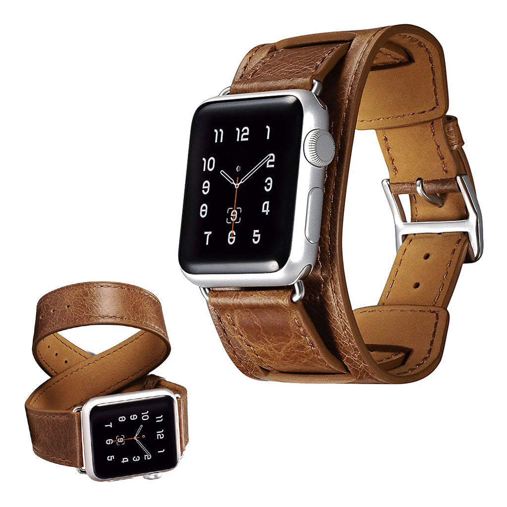 Udsøgt Apple Watch Series 5 40mm Ægte læder Rem - Brun#serie_2