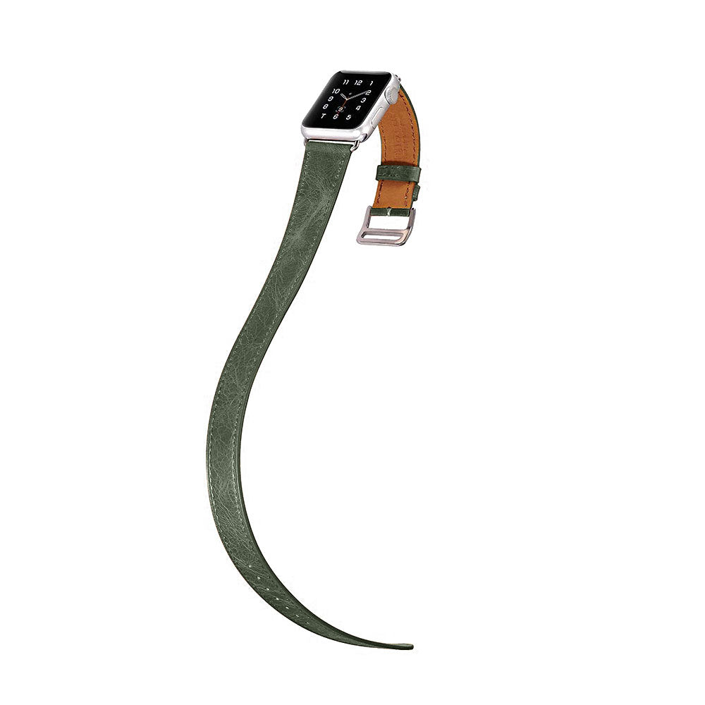 Udsøgt Apple Watch Series 5 40mm Ægte læder Rem - Grøn#serie_4