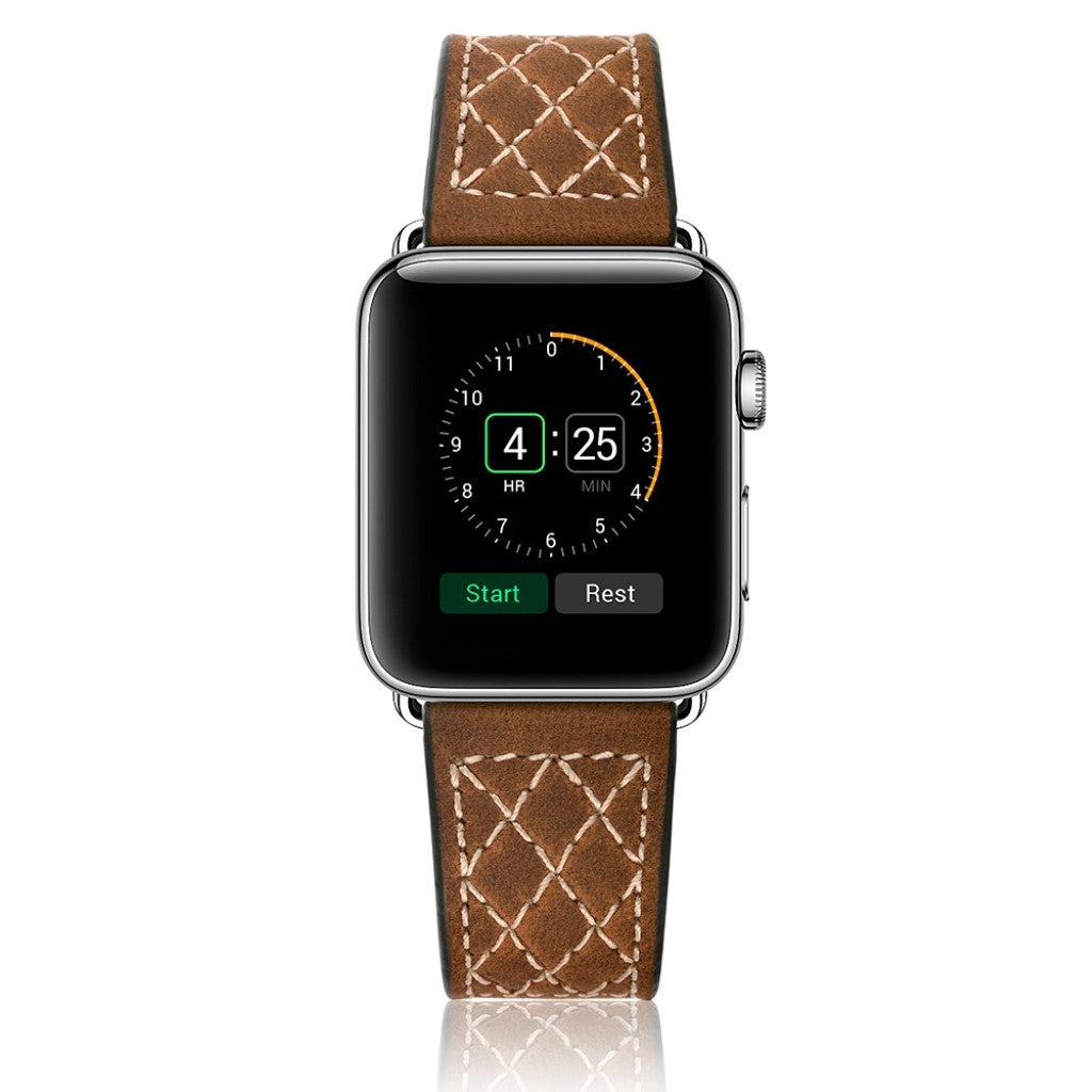  Apple Watch Series 5 40mm / Apple Watch 40mm Ægte læder Rem - Brun#serie_056