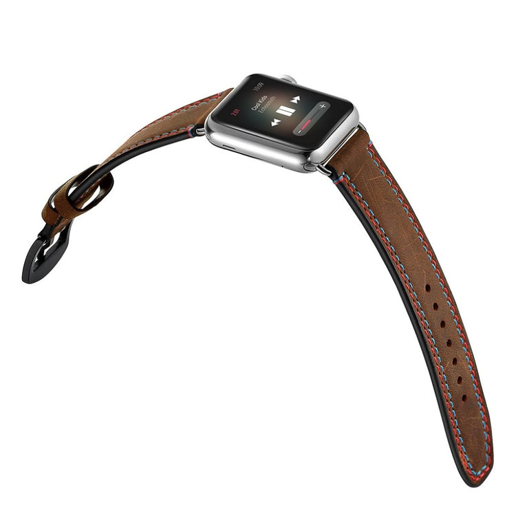  Apple Watch Series 5 40mm / Apple Watch 40mm Ægte læder Rem - Brun#serie_062