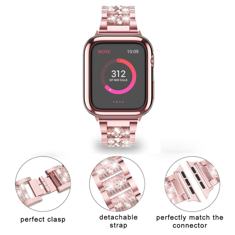 Stilren Apple Watch Series 5 40mm Metal og Rhinsten Rem - Pink#serie_3