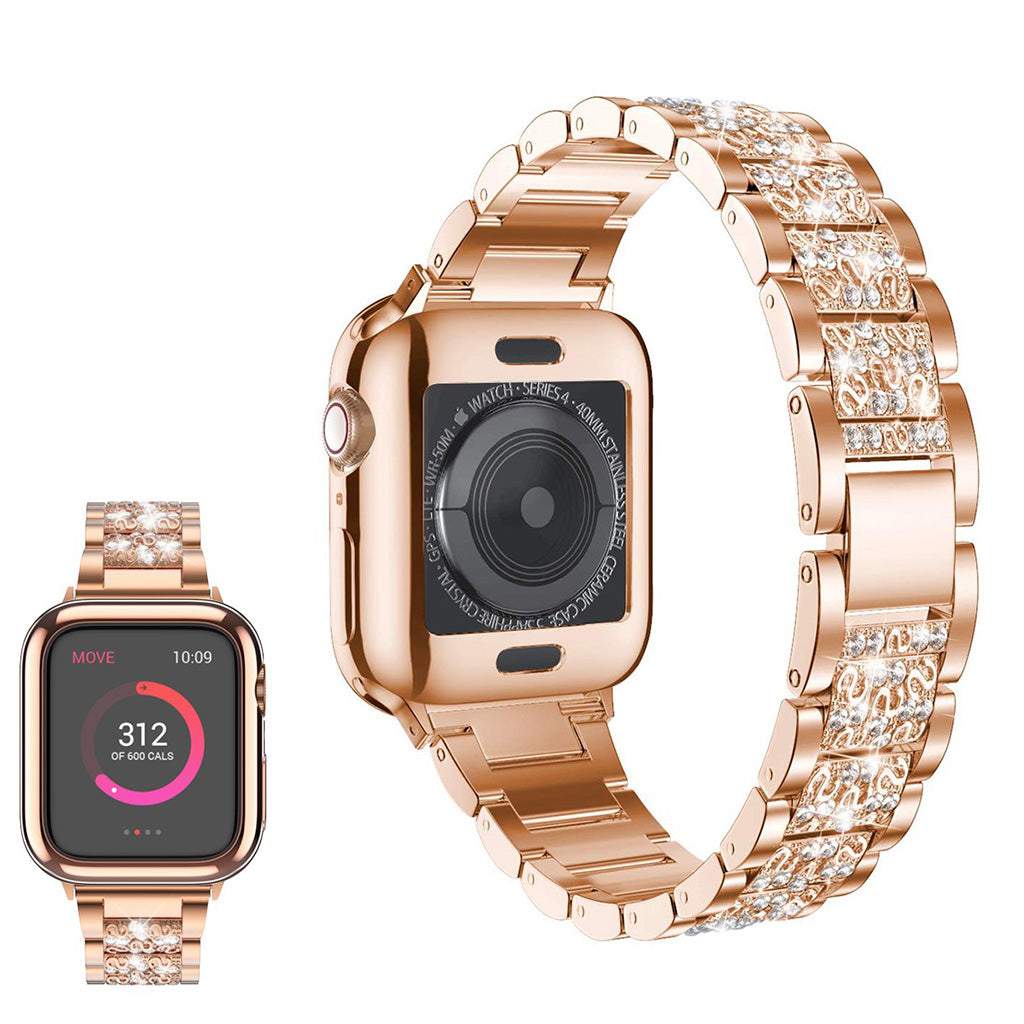 Stilren Apple Watch Series 5 40mm Metal og Rhinsten Rem - Guld#serie_4