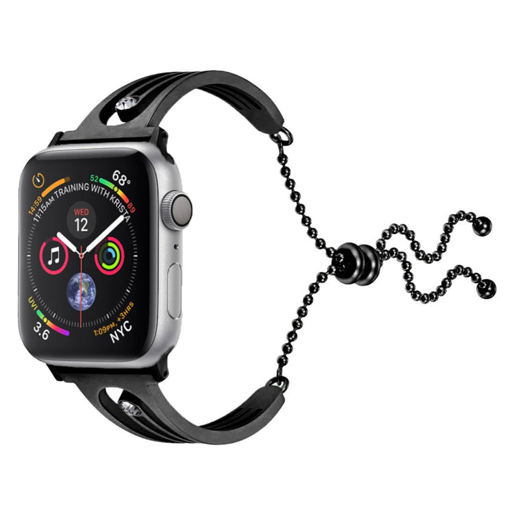 Superflot Apple Watch Series 5 44mm Metal og Rhinsten Rem - Sort#serie_8