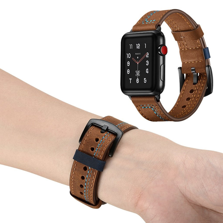 Meget fed Apple Watch Series 5 44mm Ægte læder Rem - Brun#serie_3