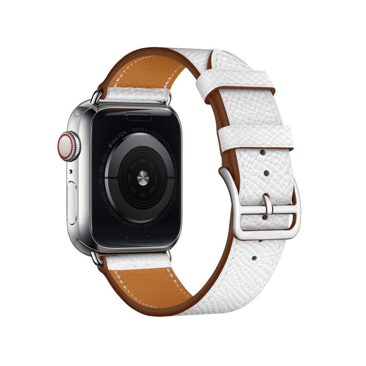 Meget fantastisk Apple Watch Series 5 44mm Ægte læder Rem - Hvid#serie_2