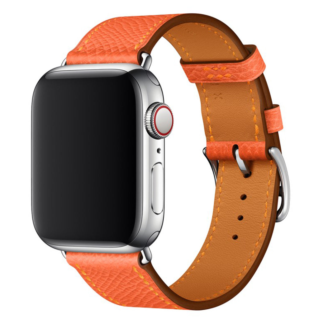 Meget fantastisk Apple Watch Series 5 44mm Ægte læder Rem - Orange#serie_3