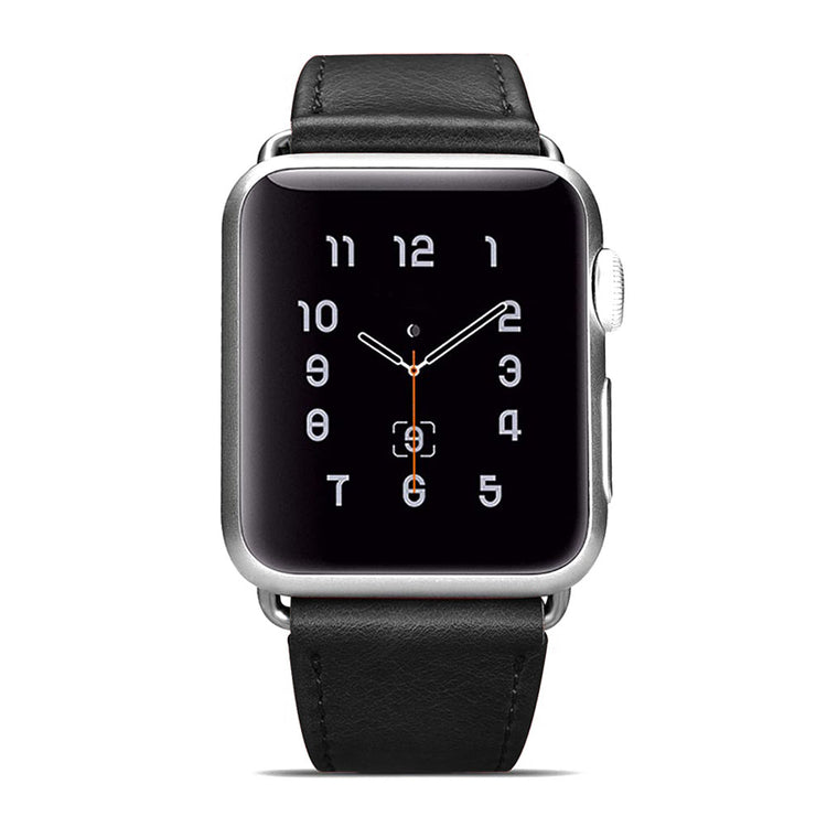  Apple Watch Series 5 44mm / Apple Watch 44mm Ægte læder Rem - Sort#serie_1