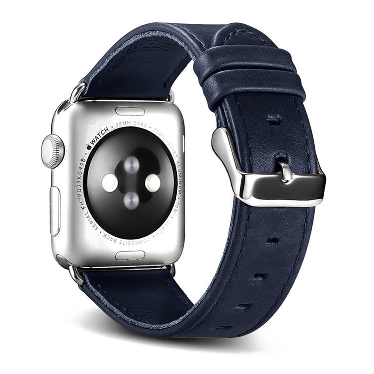  Apple Watch Series 5 44mm / Apple Watch 44mm Ægte læder Rem - Blå#serie_3