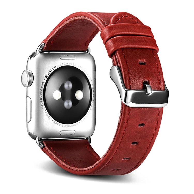  Apple Watch Series 5 44mm / Apple Watch 44mm Ægte læder Rem - Rød#serie_4