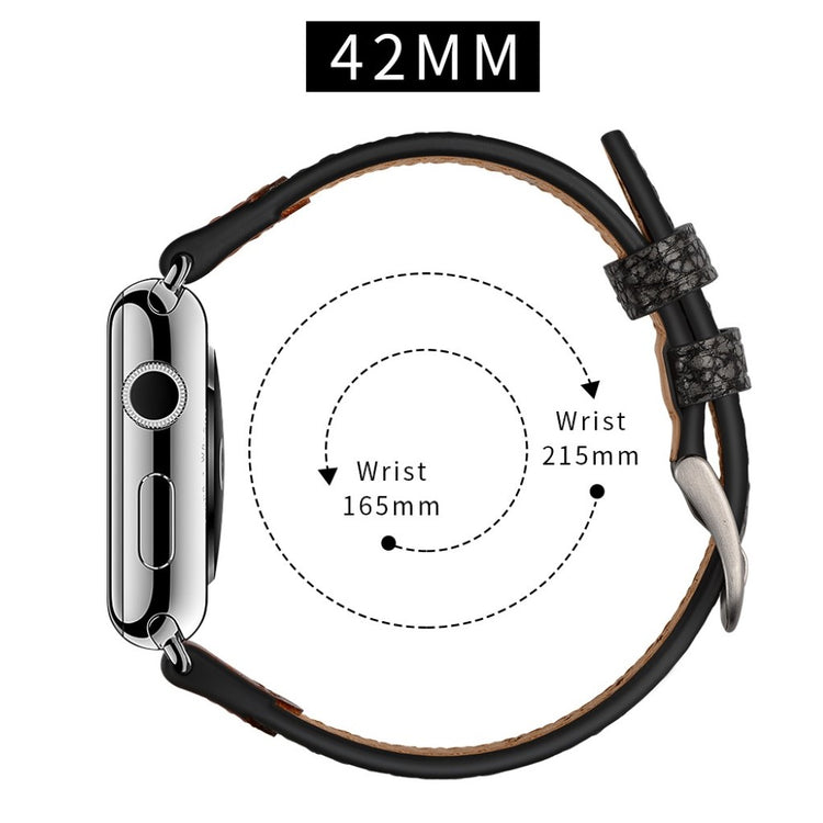  Apple Watch Series 5 44mm / Apple Watch 44mm Ægte læder Rem - Sort#serie_044