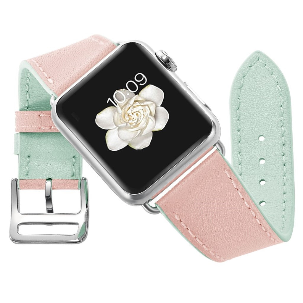  Apple Watch Series 5 44mm / Apple Watch 44mm Ægte læder Rem - Pink#serie_2