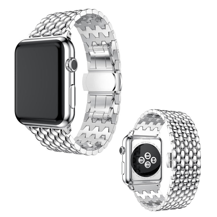 Skøn Apple Watch Series 5 44mm / Apple Watch 44mm Metal Rem - Sølv#serie_4