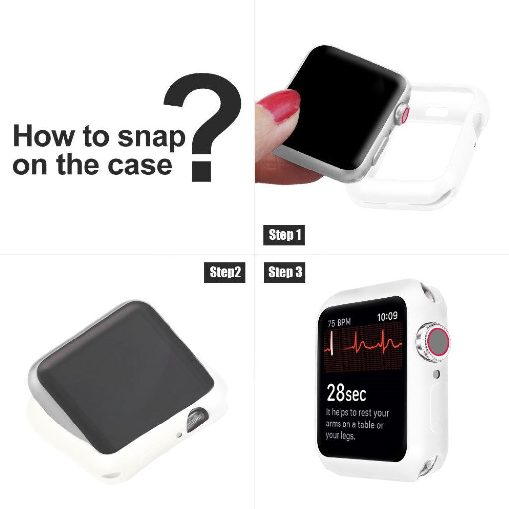 Apple Watch Series 5 44mm / Apple Watch 44mm Holdbar Silikone Bumper  - Hvid#serie_2