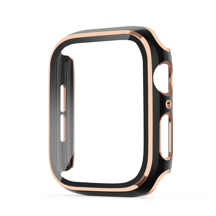 Rigtigt Fed Apple Watch Series 6 40mm / Apple Watch Series 5 40mm Cover med Skærmbeskytter i Silikone og Hærdet Glas - Sort#serie_3