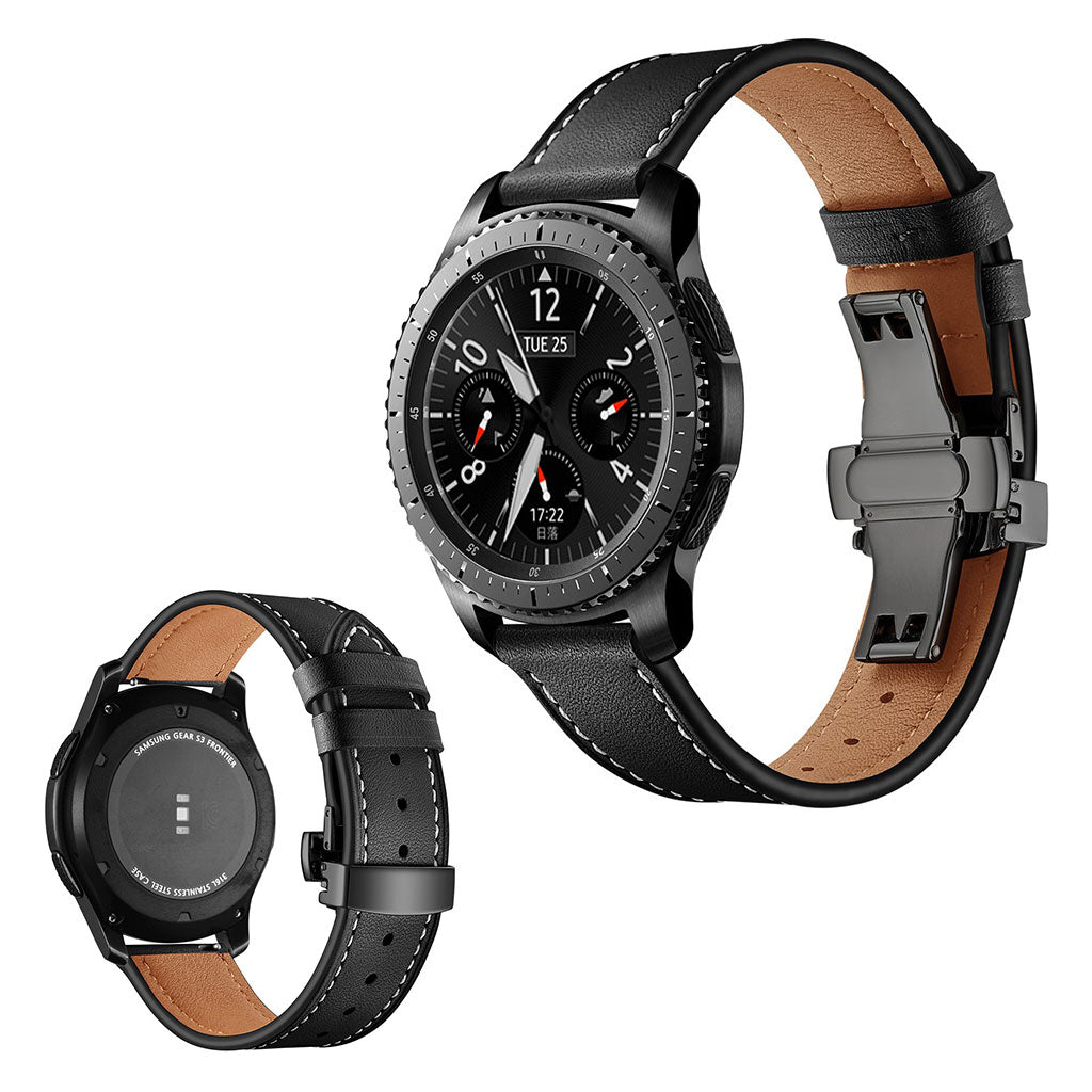  Samsung Gear S3 / Samsung Gear S3 Frontier Ægte læder Rem - Sort#serie_4