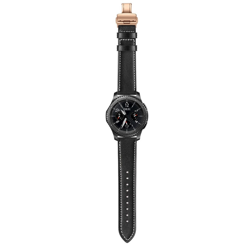  Samsung Gear S3 / Samsung Gear S3 Frontier Ægte læder Rem - Sort#serie_9