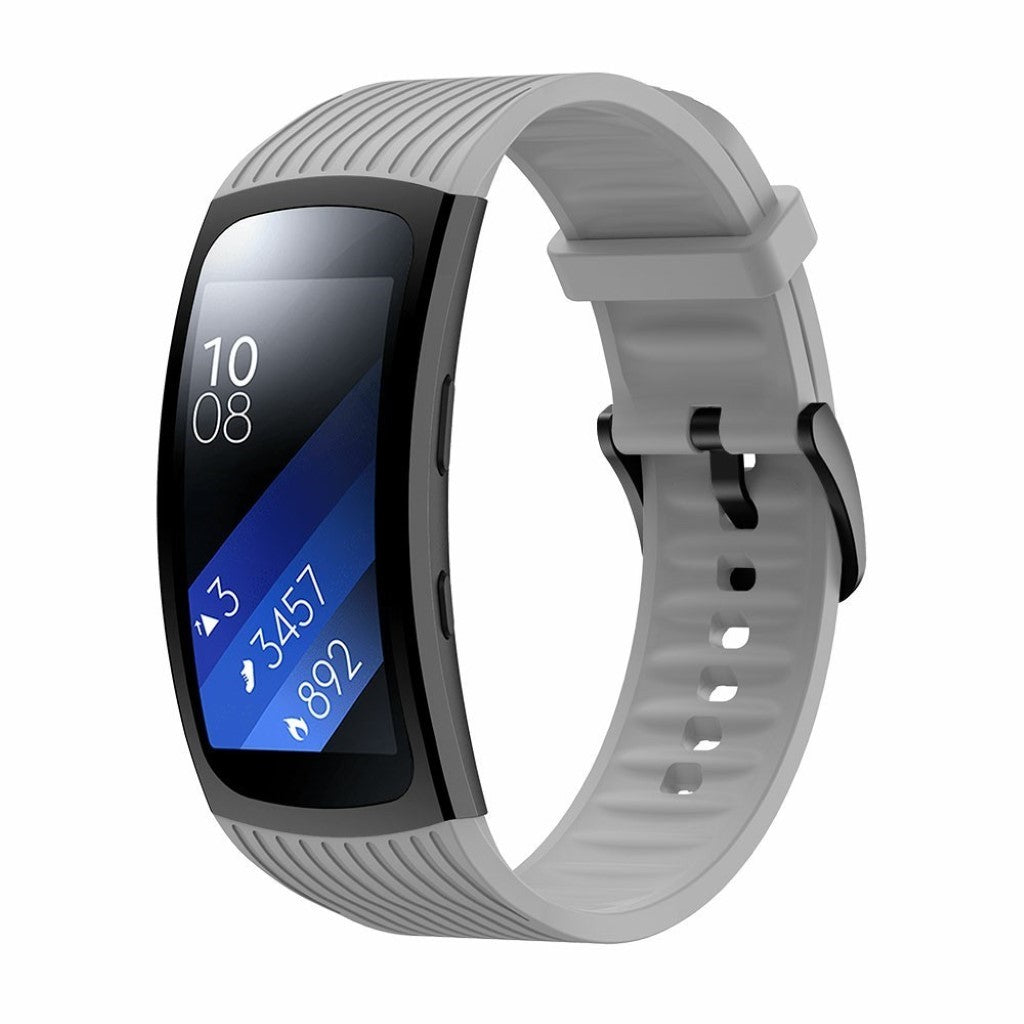 Helt vildt sejt Samsung Gear Fit2 Pro Silikone Rem - Størrelse: L - Sølv#serie_4