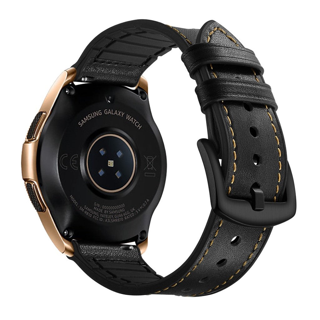 Mega nydelig Samsung Galaxy Watch (42mm) Ægte læder Rem - Sort#serie_3