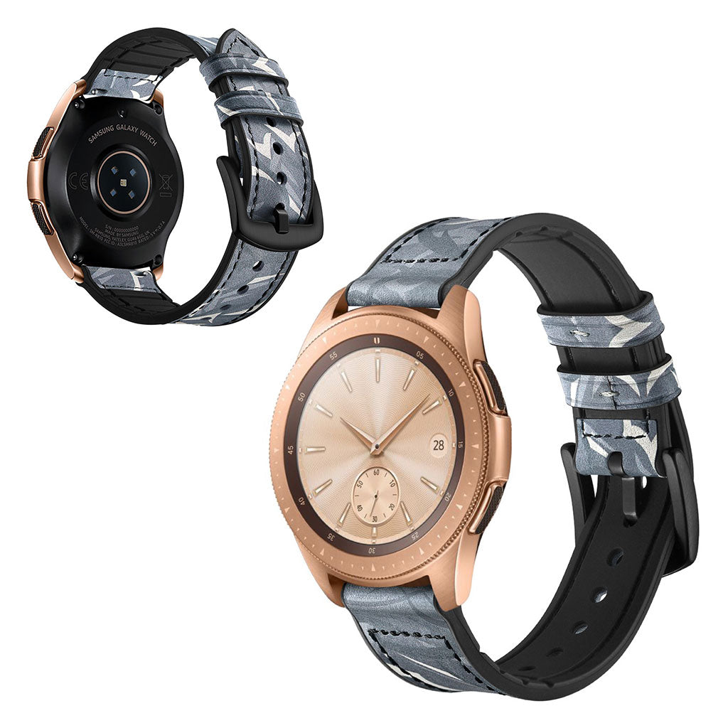 Mega nydelig Samsung Galaxy Watch (42mm) Ægte læder Rem - Sølv#serie_5